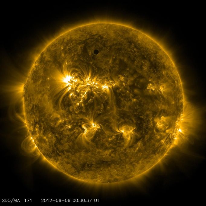 Handout image courtesy of NASA shows the planet Venus transiting the Sun, June 5, 2012. One of the rarest astronomical events occurs on Tuesday and Wednesday when Venus passes directly between the sun and Earth, a transit that won't occur again until 2117. REUTERS/NASA/AIA/Solar Dynamics Observatory/Handout (UNITED STATES - Tags: ENVIRONMENT SCIENCE TECHNOLOGY) FOR EDITORIAL USE ONLY. NOT FOR SALE FOR MARKETING OR ADVERTISING CAMPAIGNS. THIS IMAGE HAS BEEN SUPPLIED BY A THIRD PARTY. IT IS DISTRIBUTED, EXACTLY AS RECEIVED BY REUTERS, AS A SERVICE TO CLIENTS