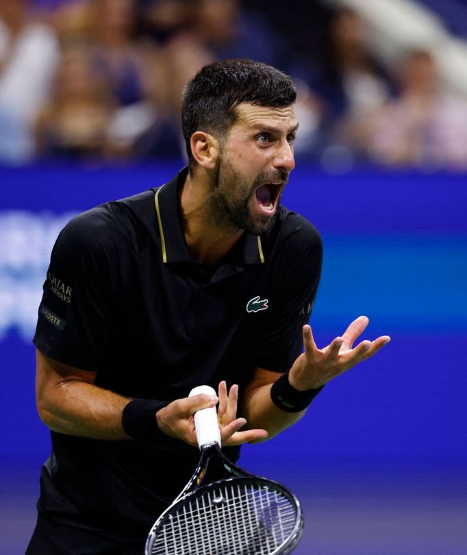 Novak Djokovič v utkání 3. kola US Open 2025