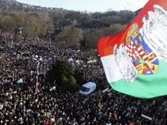 Předovlební mítink strany Fidesz v Budapešti.