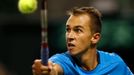 Lukáš Rosol v utkání Davis Cupu proti Japonci Danielovi