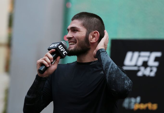 MMA - UFC 242 Open Workout - Khabib Nurmagomedov &amp; Dustin Poirier - Yas Mall, Abu Dhabi, United Arab Emirates - September 4, 2019  Khabib Nurmagomedov during the work