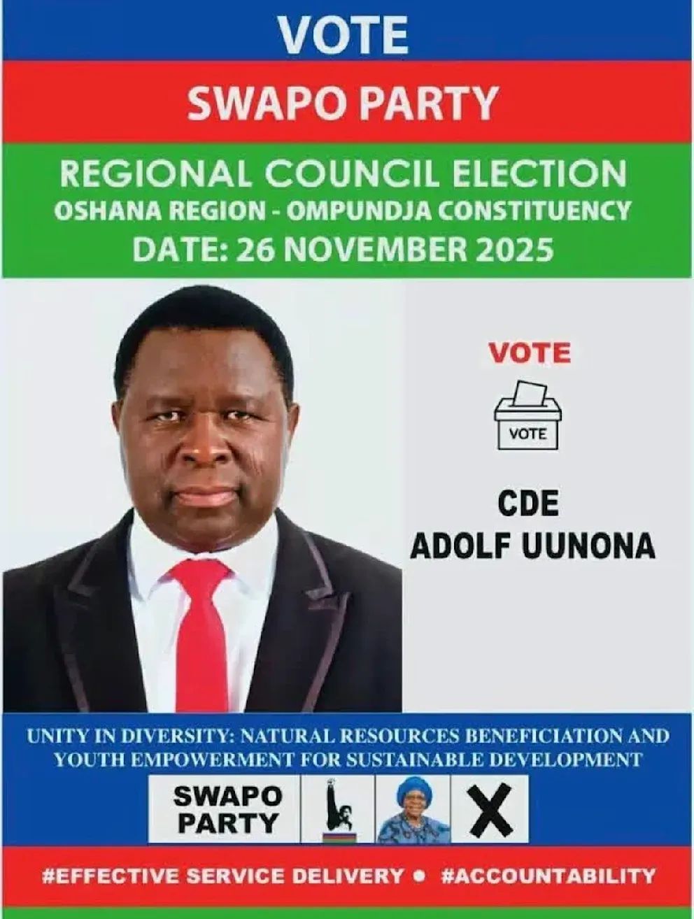 Namibijský politik Adolf Uunona se zbavil prostředního jména Hitler