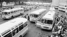 Autobusové nádraží Florenc, rok 1976.