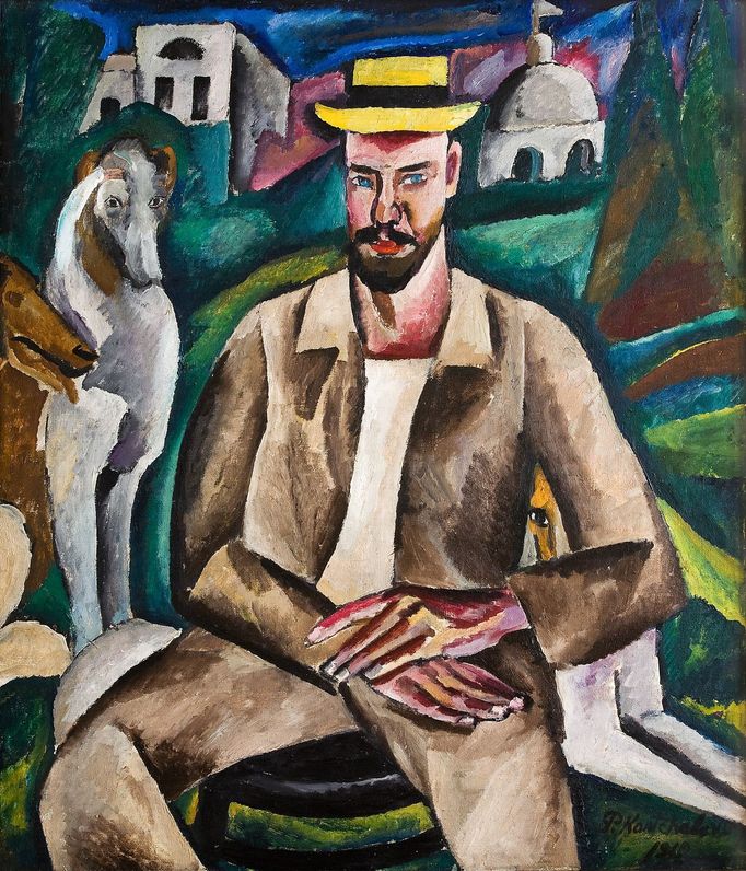 Petr Končalovskij: Portrét malíře V. Rožděstvenského, 1912, olej, plátno.