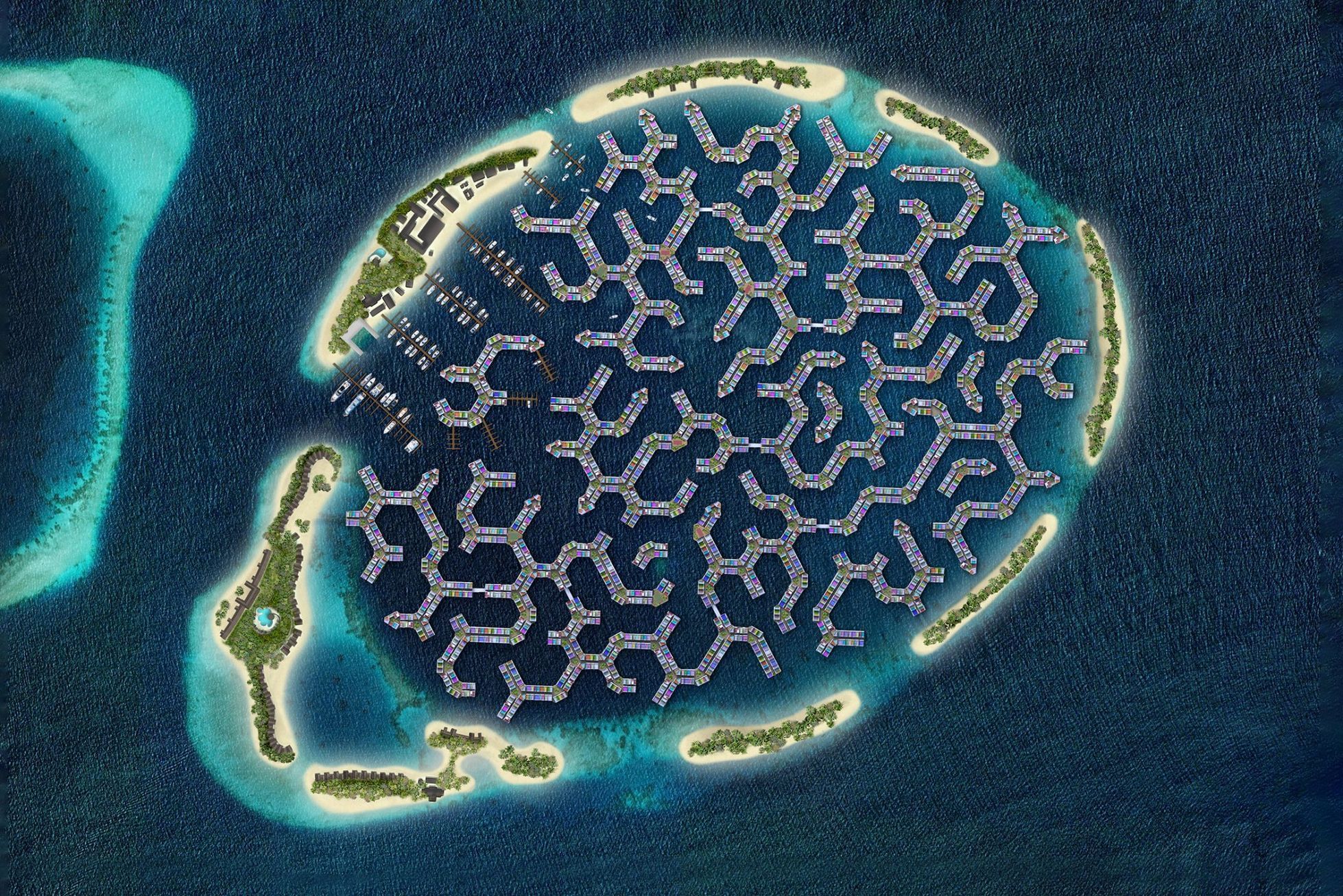 Plovoucí město na Maledivách