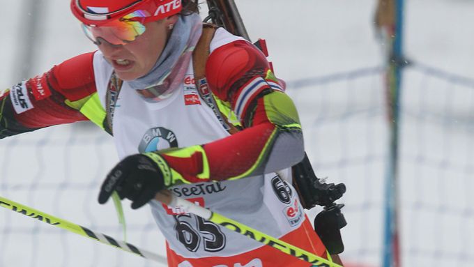 Veronika Vítková na trati při pátečním sprintu.