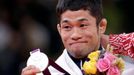 Stříbrný olympijský japonský judista Hiroaki Hiraoka v kategorii do 60 kg na OH 2012 v Londýně.