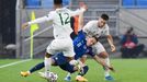 Jaroslav Mihalík in action with Republic of Ireland’s Matthew Doherty and Callum Robinson