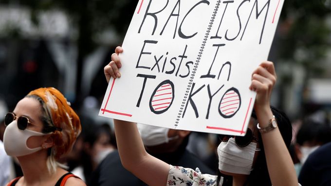 Demonstrace v japonském hlavním městě Tokiu.
