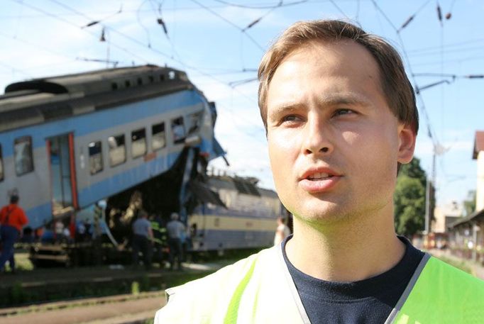 Jan Kučera, náměstek drážní inspekce, u nehody v Čerčanech.