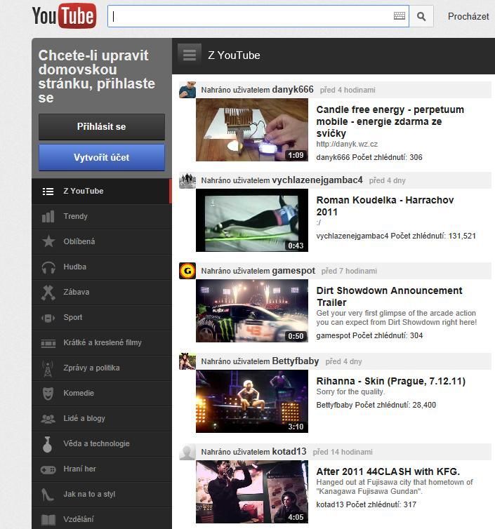 YouTube - prosinec 2011