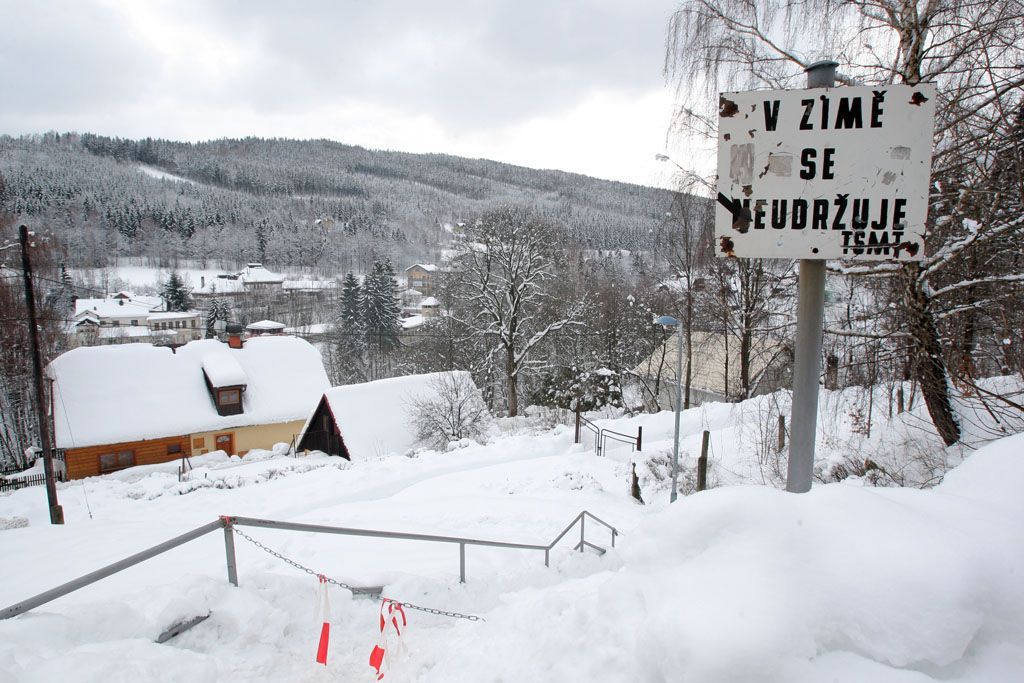 Sníh v Tanvaldu i jinde