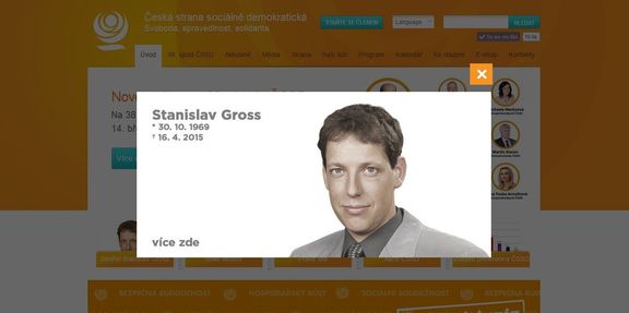 Web ČSSD připomíná úmrtí Stanislava Grosse.