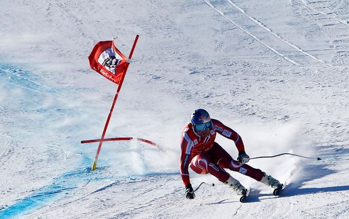 Aksel Lund Svindal při Super G v Kitzbühelu 2016