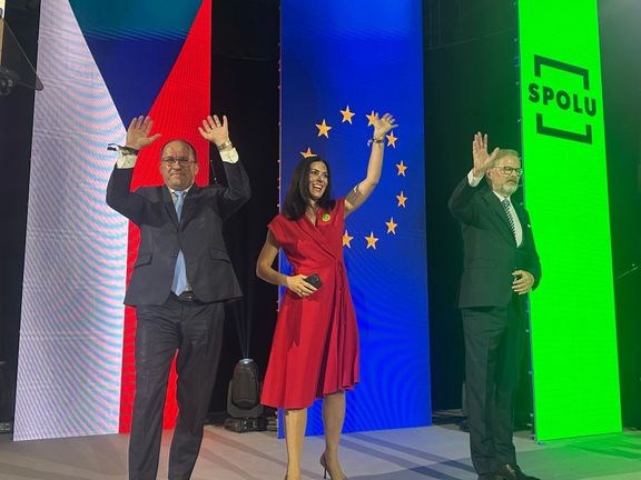 Předsedové stran koalice SPOLU při čtvrtečním startu horké fáze předvolební kampaně.