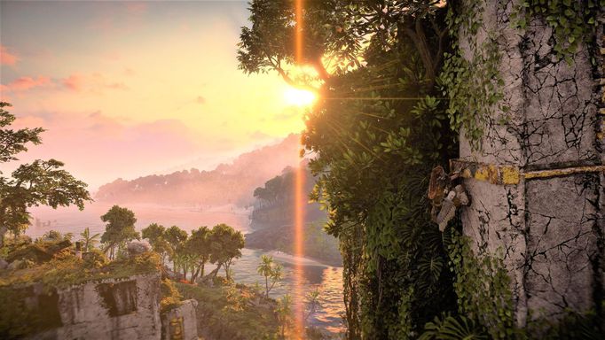 Snímek z DLC Burning Shores ze hry Horizon: Forbidden West.