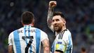 Lionel Messi slaví gól ve čtvrtfinále MS 2022 Nizozemsko - Argentina