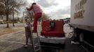 Clowns Josh Dummitt (L) and Kellan Bermudez go over a ladder routine as they prepare for a Cole Brothers Circus of the Stars show during a stop in Myrtle Beach, South Carolina, March 31, 2013. Traveling circuses such as the Cole Brothers Circus of the Stars, complete with its big top tent, set up their tent city in smaller markets all along the East Coast of the United States as they aim to bring the circus to rural areas. The Cole Brothers Circus, now in its 129th edition, travels to 100 cities in 20-25 states and stages 250 shows a year. Picture taken March 31, 2013. REUTERS/Randall Hill (UNITED STATES - Tags: SOCIETY ENTERTAINMENT) Published: Dub. 1, 2013, 7 odp.