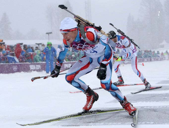 Soči 2014, biatlon hromadný start M: Ondřej Moravec