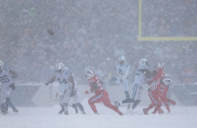 Blizzard při utkání amerického fotbalu Buffalo Bills - Indianapolis Colts