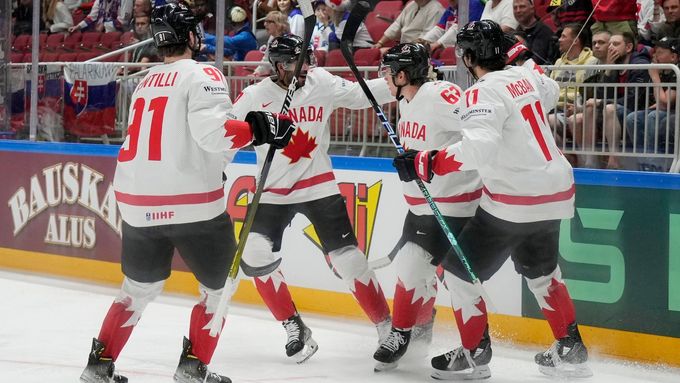 Kanadská radost v zápase Slovensko - Kanada na MS 2023