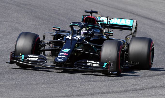 Lewis Hamilton v Mercedesu při GP Toskánska 2020