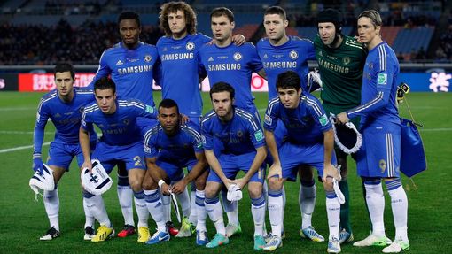 Společná fotka hráčů Chelsea před vítězným zápasem s Monterrey.