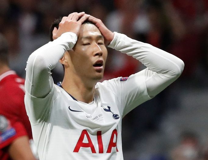 Son Hung-min ve finále fotbalové Ligy mistrů Tottenham - Liverpool