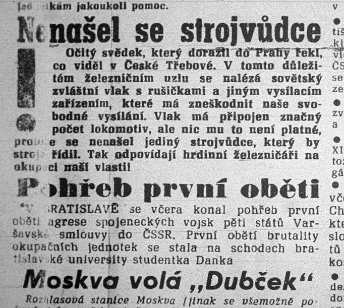 Lidová demokracie, sobota 24. srpna 1968.