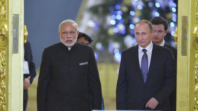 Ruský prezident Vladimir Putin s indickým premiérem Naréndrou Módím.