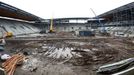 Slávistický stadion Eden je před dokončením, finišují poslední výstavby (leden 2008).