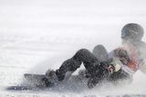 Záludný jsou také závody na snowboardu, což dokazuje Kanaďanka Laurie Blouinová.