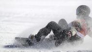 Záludný jsou také závody na snowboardu, což dokazuje Kanaďanka Laurie Blouinová.