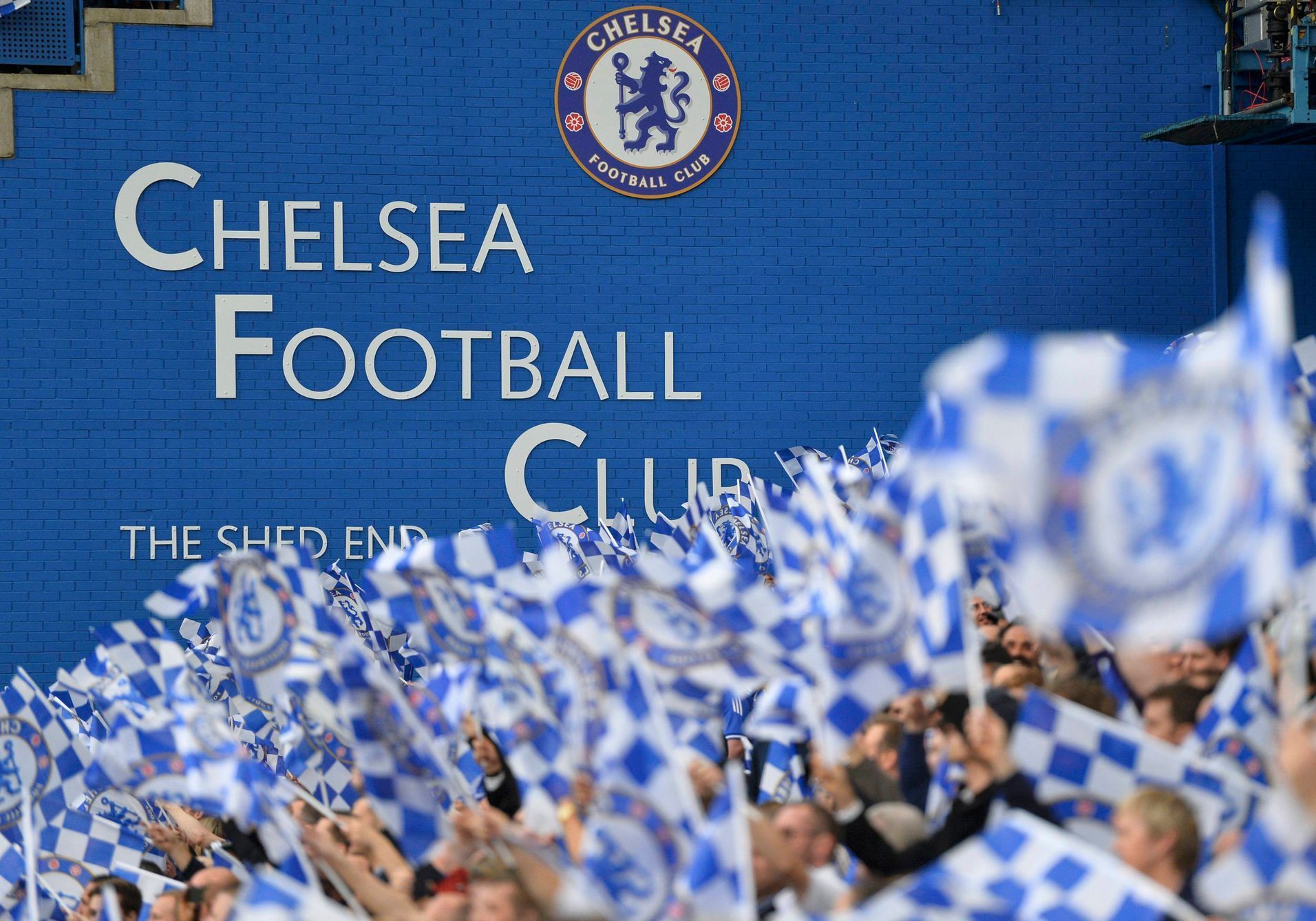 Chelsea's supporters cheer their team before the Champions League semi-final second leg soccer match against Atletico Madrid at Stamford Bridge stadium in London