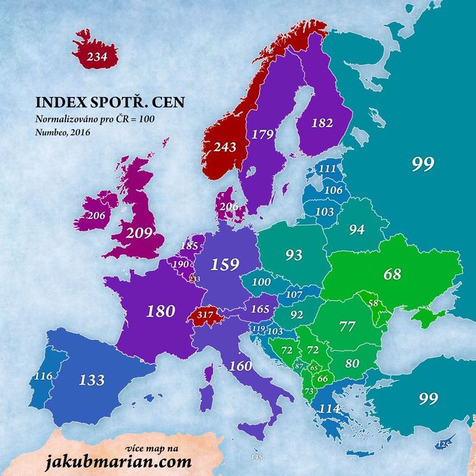 Porovnání cenové hladiny v Evropě