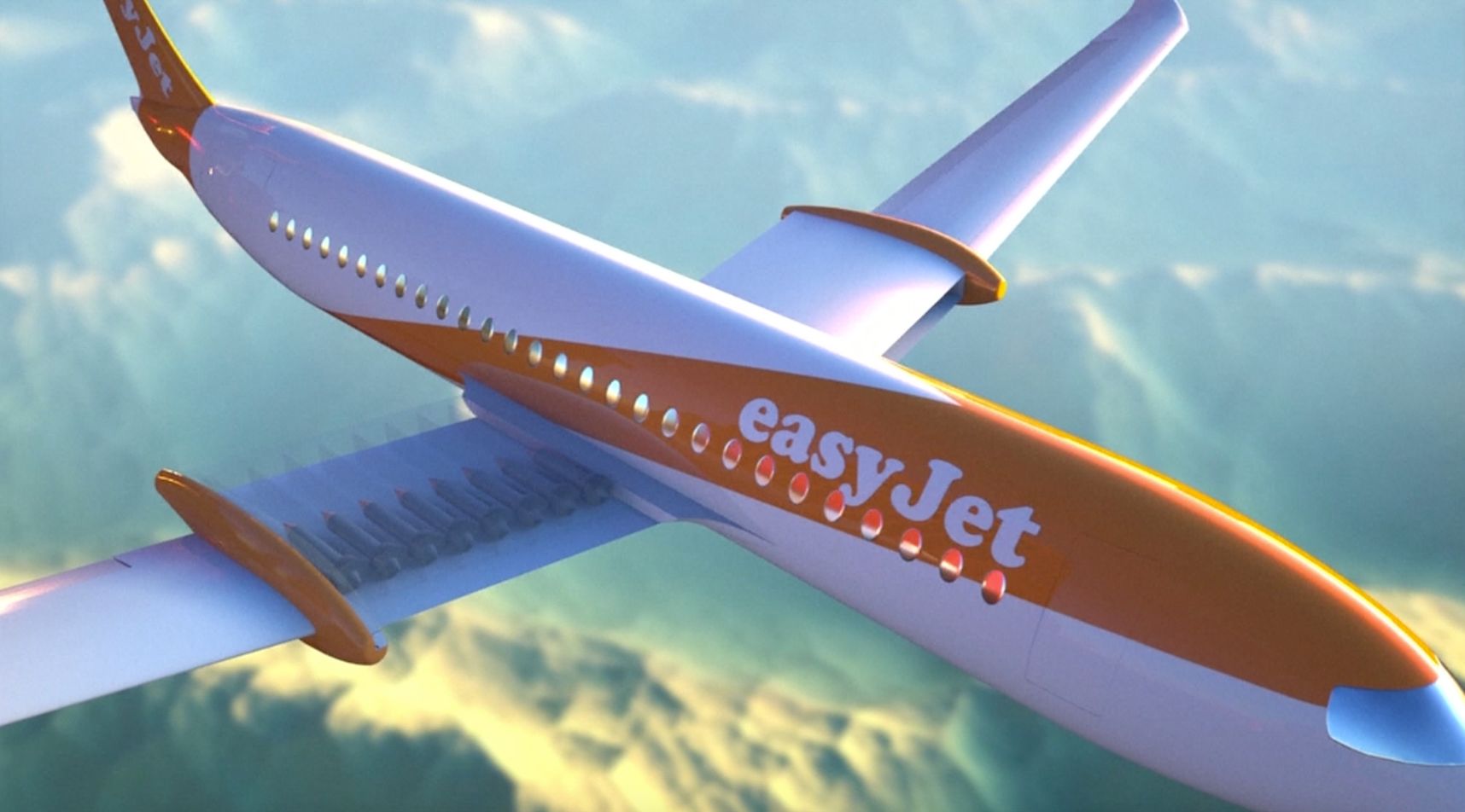 Vizualizace toho, jak si aerolinky easyJet představují své elektrické letadlo.