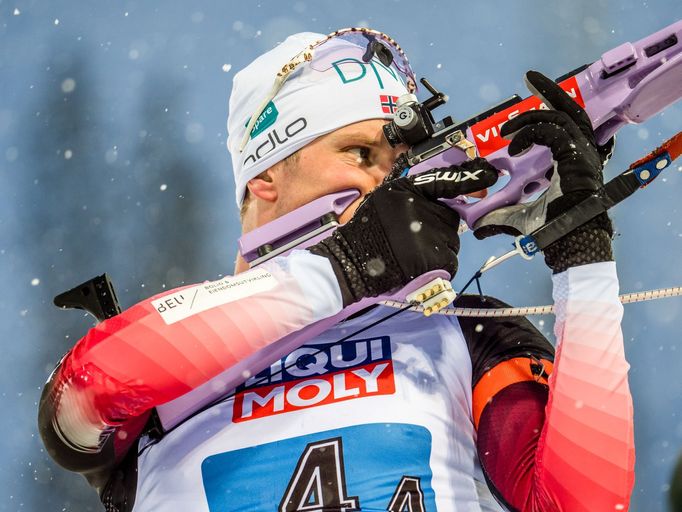 biatlon, MS 2019 v Östersundu, smíšená štafeta, Vetle Sjaastad Christiansen coby finišmen vítězného Norska