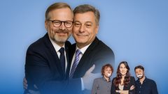 Premiér Petr Fiala a ministr spravedlnosti v demisi Pavel Blažek.