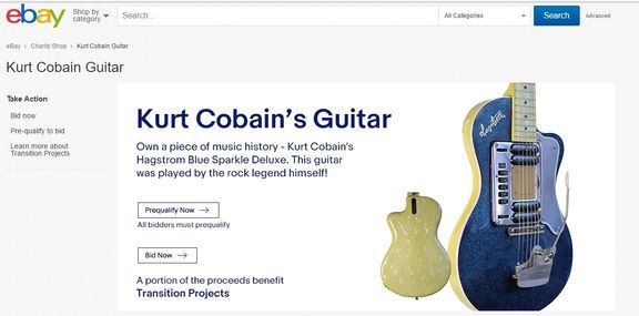 Výtěžek z aukce kytary Kurta Cobaina věnuje e-Bay charitě.