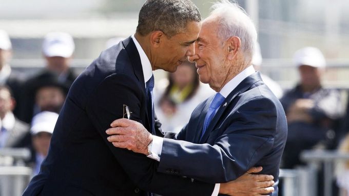 Barack Obama a jeho izraelský protějšek Šimon Peres.