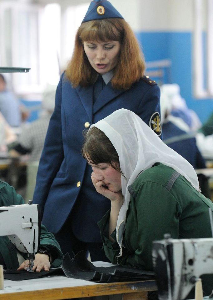 Female Penal Colony No. 3 of UFSIN for Ivanov region 1103513 Russia, Kineshma. 04/24/2012 Inmates at the Female Penal Colony No. 3 of the Administration of the Federal Penitentiary Service (UFSIN) of Russia for the Ivanov region work at the colony's sewing shop.