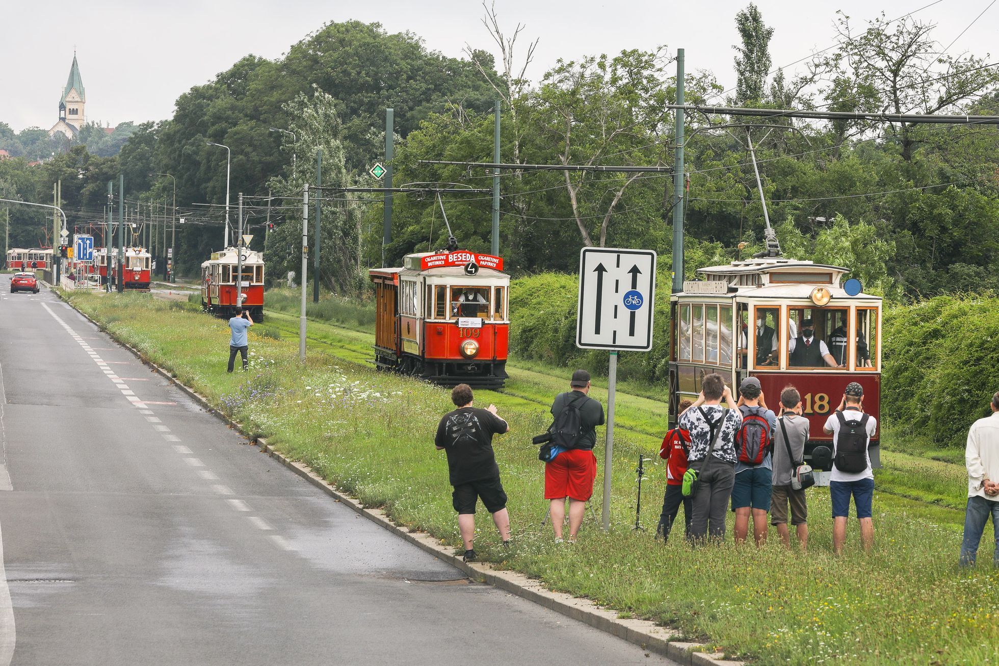 Průvod tramvají, 130 let výročí, Praha, tramvaj, MHD, DPP, šotouš