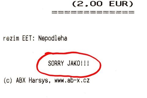 Zajímavé účtenky - Sorry jako!