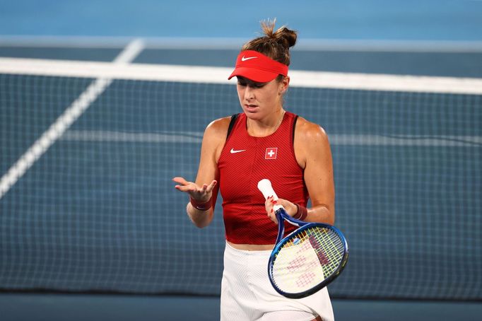 Belinda Bencicová ve finále OH 2020 proti Markétě Vondroušové