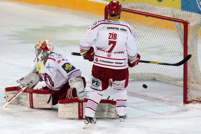 Hokej, extraliga, Sparta - Třinec: Peter Hamerlík a Lukáš Zíb