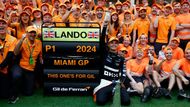 Lando Norris z McLarenu slaví triumf ve VC Miami F1 2024
