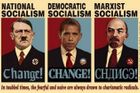 Plakát s Obamou, Leninem a Hitlerem vyvolal poprask