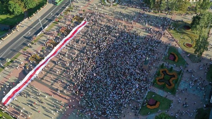 Demonstrace v pátém největším běloruském městě Grodno