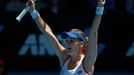 Agnieszka Radwaňská se raduje z postupu do čtvrtfinále Australian Open 2014