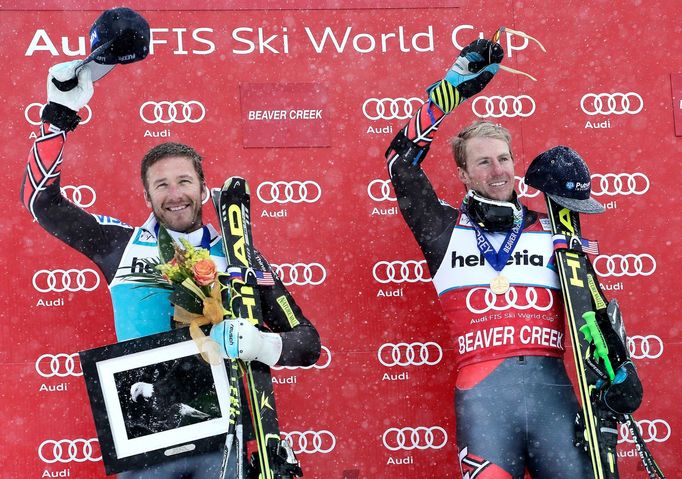 Bode Miller a Ted Ligety po obřím slalomu v Beaver Creeku.